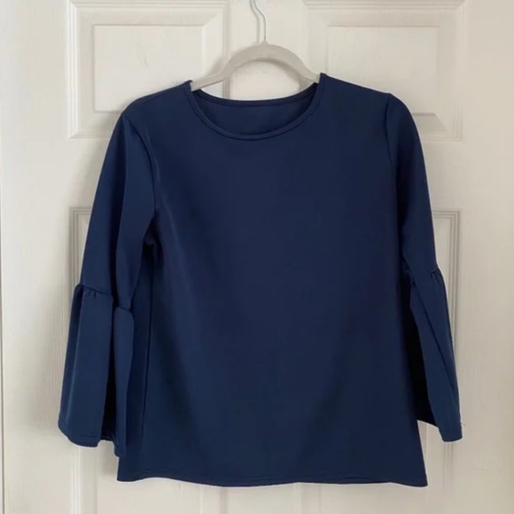 Navy Blue 3/4 Bell Sleeve Top - Picture 10 of 11